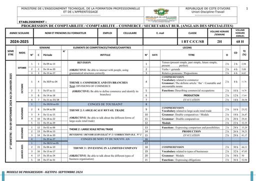 ANGLAIS 1 BT COMPTA SEC BUR  COMPTA COMMERCE 2024 2025