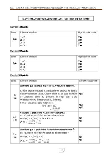 Corrigé Série A2 MATHS Examen Blanc Yamoussoukro 2024 by Tehua