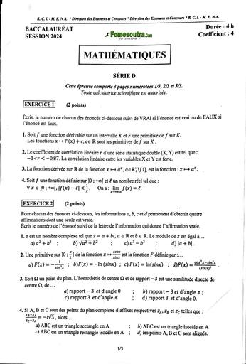 Sujet+barème bac 2024 Maths série D BY TEHUA