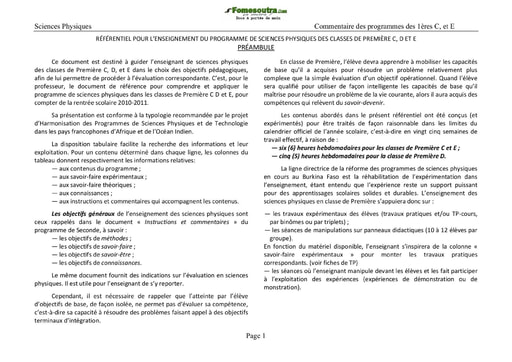 Référent du programme de Première CDE