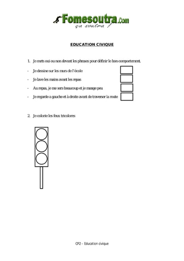 Evaluation éducation civique CP2