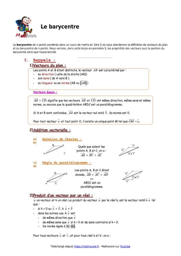 Le barycentre cours de maths en 1ere s
