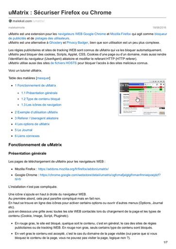 Malekal com uMatrix  Sécuriser Firefox ou Chrome