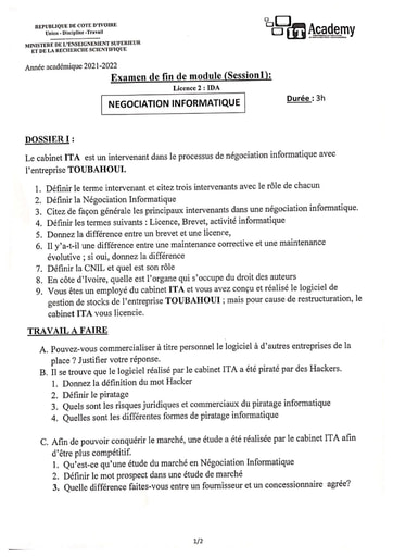 Négociation informatique