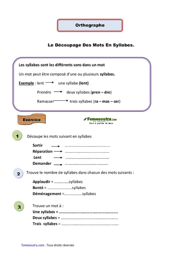 Le Découpage Des Mots En Syllabes - Cours CE1