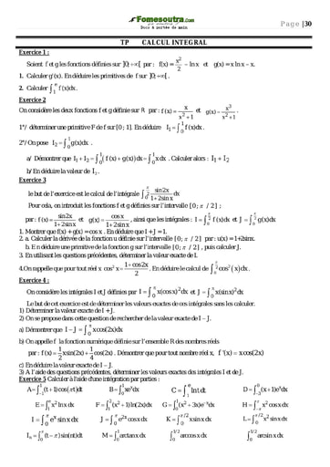 Sujet corrigé Calcul Intégral (1) - Maths BTS