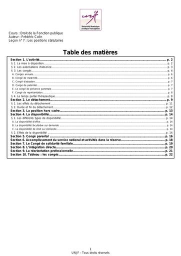 POSITIONS DES FONCTIONNAIRES