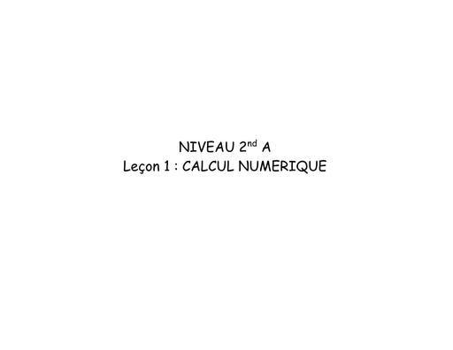 1 FCIHE DE COURS 2027 MATHS 2nde A L1 Calcul Numérique BY TEHUA