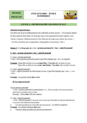 6e ORTHO L2 ortho gram S2 leur leur 2