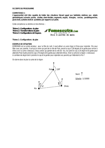 Corps du programme de Maths 5ème