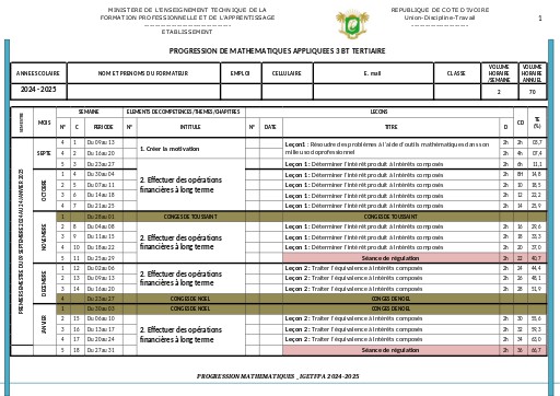 MATHS Appliquées 3 BT TERTIAIRE