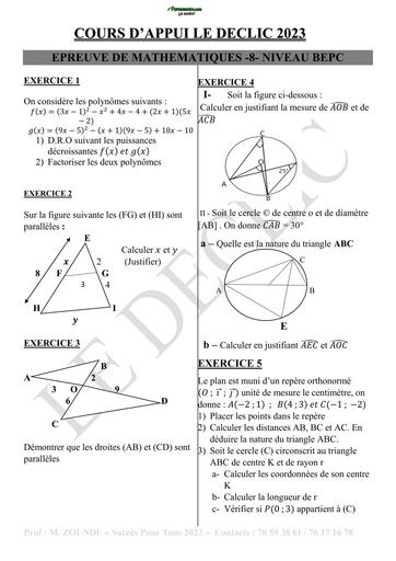 COURS D'APPUI LE DECLIC MATHS 3ième N°8 BY TEHUA