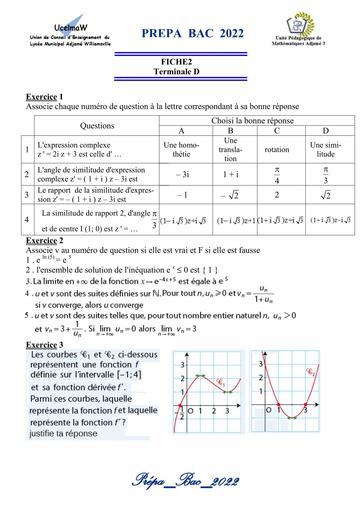 PREPA BAC FICHE 2 MATHS SERIE D by TEHUA
