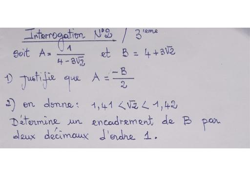 Interrogation écrite N°2 du second trimestre maths 3ième by Tehua