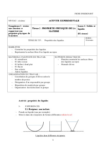 FICHE 4 Propriétés des liquides SPO