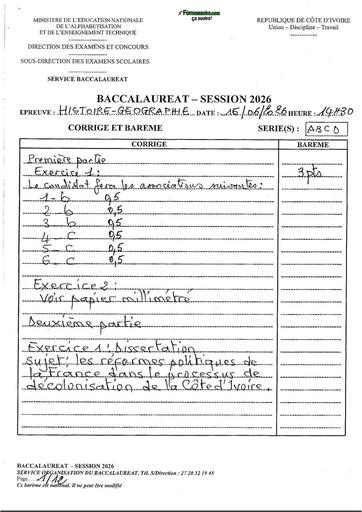 BAC 2026 HG série ABCD barème Ci By TEHUA