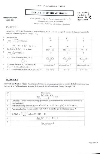 Devoir maths tle G2 by Tehua