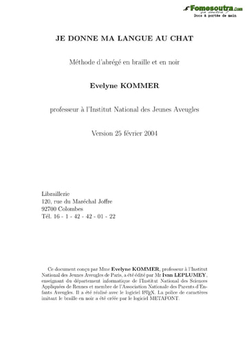 Méthode d’abrégé en braille