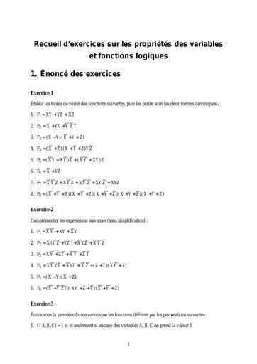 Receuil dexercices Boole