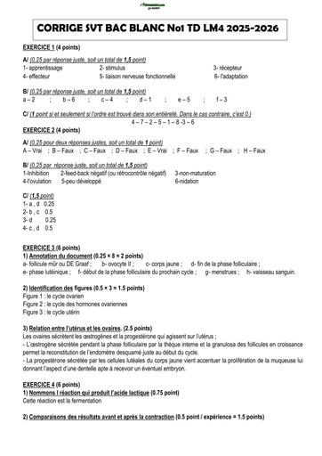BAC BLANC 2026 DRENA SUJET SVT SERIE D (BAREME) LM4 by TEHUA