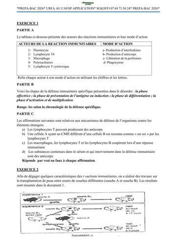 PREPA BAC 2026 SVT SERIE D URFA LE SUCCES N°2 BY TEHUA