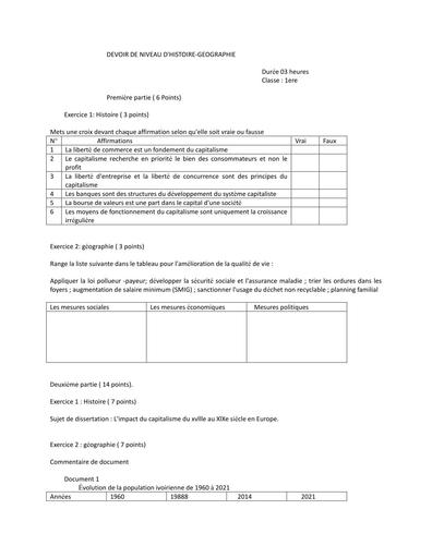DEVOIR D'HISTOIRE GEDOGRAPHIE 1ière  2026 BY TEHUA