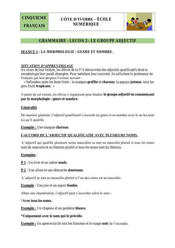 6 Grammaire 5ème L2 S1