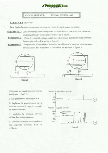 Sujet de SVT BAC D 2005