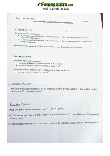 Sujet de Mathématique Terminale S 2016