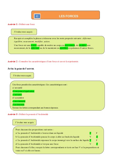 Leçon 4  Les forces