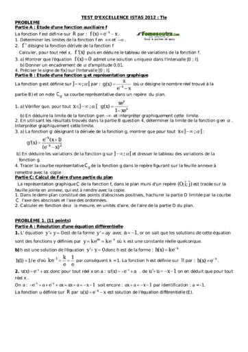 Test d'excellence de maths niveau Terminale D - ISTAS