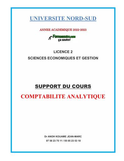 SUP COURS DE COMPTABILITE ANALYTIQUE L2 SEG BY TEHUA