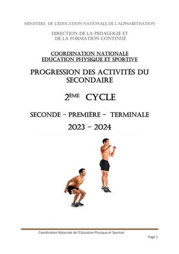 PROGESSION ANNUELLE EPS 2nd Cycle 2023 2024