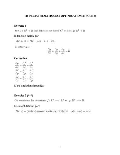 UFHB de Cocody Correction TD DE MATHEMATIQUES L2 ECUE 4 Optmisation 26 04 2022 by TEHUA