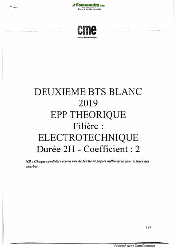 BTS Blanc 2019 Electrotechnique