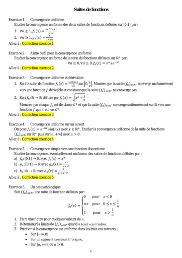 Sujets corrigés Suites de fonctions