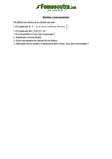 Droites concourantes - Maths niveau 2nd C