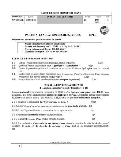 LycéeBMiang Chimie 2ndeC Eval3 2020