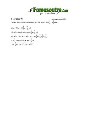 Corrigé TP 6 Calcul littéral et équation maths 3eme