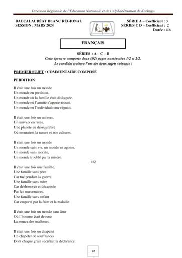 Bac blanc Composition française Korhogo 2024 by Tehua