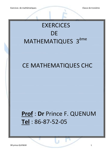 Annale de Mathématiques pour la 3eme