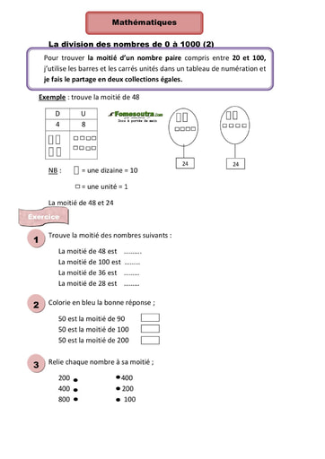 Les nombres de 0 à 1000 (2) - Cours CE1