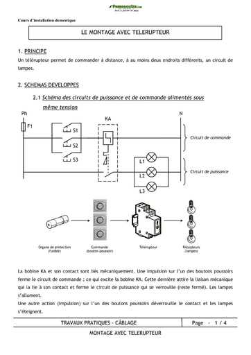 Cours d'installation domestique : le Montage avec Télérupteur