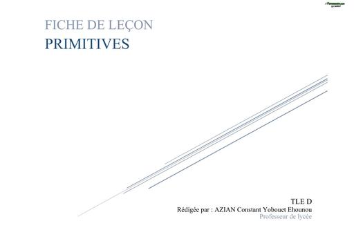 FICHE DE COURS 4 PRIMITIVES Tle D BY TEHUA
