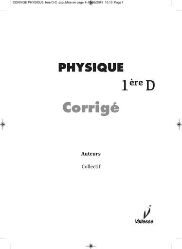 Corrigé Habileté Vallesse Physique 1ière D By Tehua