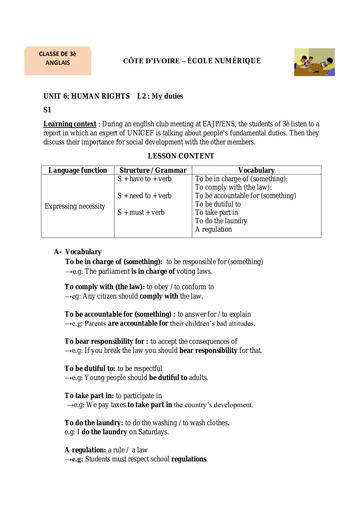 UNIT 6 LESSON 2 ANGLAIS