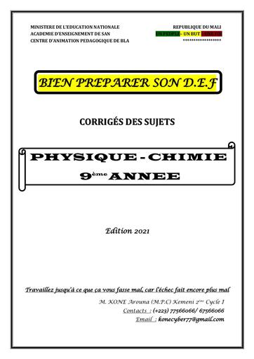 Annale PC CH bien preparer son DEF sujets corrigés