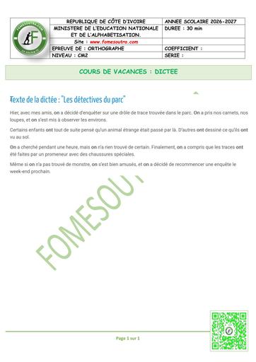 FICHE 9 ORTHOGRAPHE DICTEE CM2 BY TEHUA