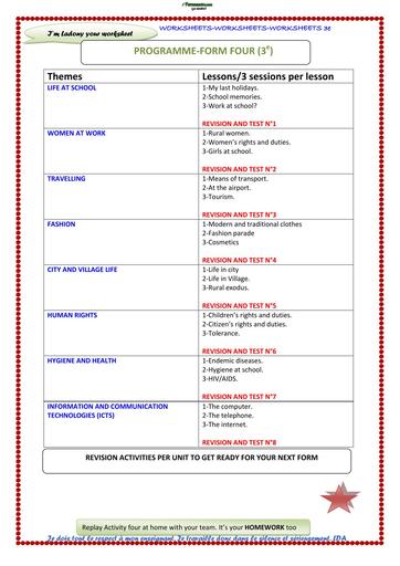 FASICULE D'ANGLAIS 3ième PROJET WORKSHEETS by TEHUA