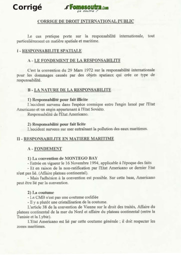 Corrigé de l'épreuve (1) de Droit International Public